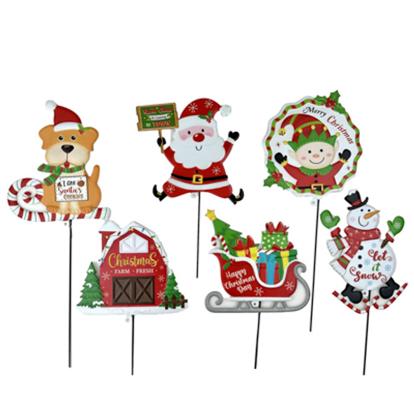 YARD STAKE CHRISTMAS 6ASST METAL 24IN / HT YARD STAKE CHRISTMAS 6ASST METAL 24IN / HT