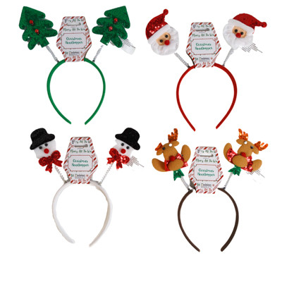 HEADBOPPER CHRISTMAS 4 ASST REINDEER/ TREE/ SNOWMAN/ SANTA XMAS BARBELL HDR