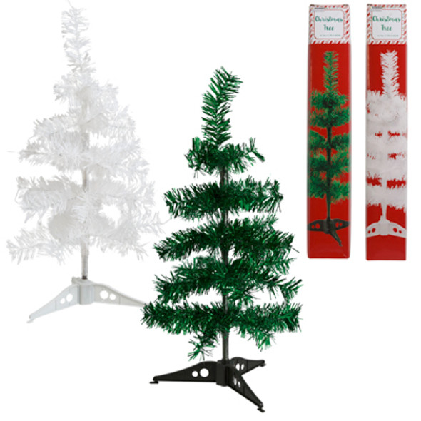 CHRISTMAS TREE 17.7IN 41 TIPS TINSEL GREEN OR WHITE COLOR BOXED CHRISTMAS TREE 17.7IN 41 TIPS TINSEL GREEN OR WHITE COLOR BOXED