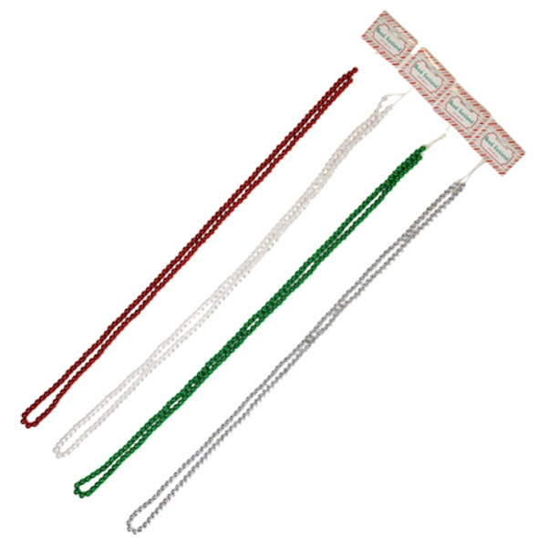 GARLAND DELUXE 12MM BEAD 6.5FT/ 78IN L RED/ GREEN/ PEARL HDR/ OPEN PB