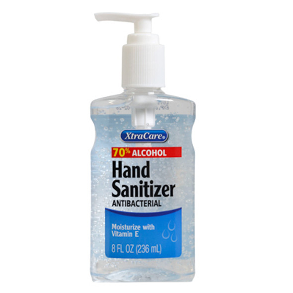 HAND SANITIZER 8OZ W/PUMP & VITAMIN E ORIGINAL XTRA CARE