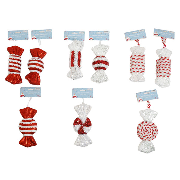 ORNAMENT JUMBO WRAPPED CANDY 7.5IN 9 ASST STYLES XMAS HDR CARD