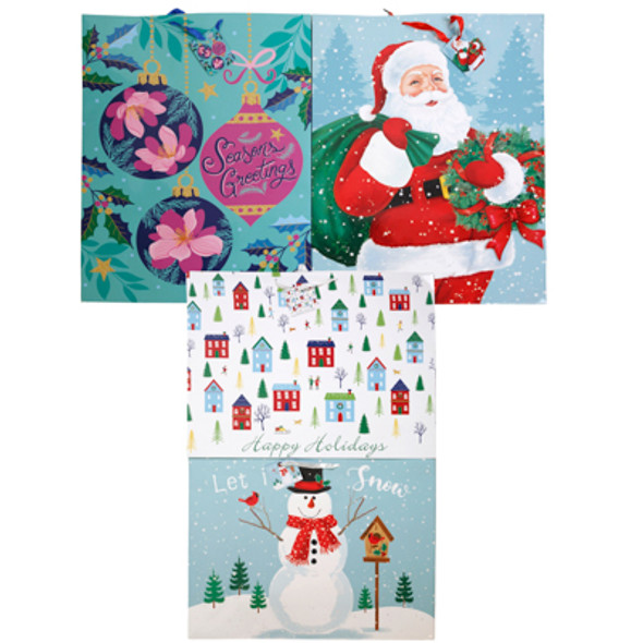 GIFT BAG GIANT CHRISTMAS 4 ASST HORIZ & VERT UPC LABEL