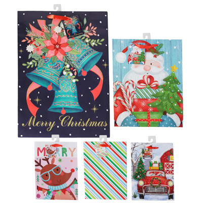 GIFT BAG XMAS 12 AST 3 SIZE 216 PC CASE 72 - MED 1PK/ 96LG/ 48XL