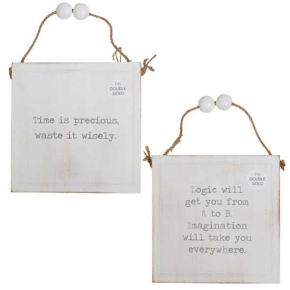 WALL ART 7X7X1.5 PRECIOUS/IMAGINATION REVERSIBLE WHITE/BLACK WOOD (6.00)