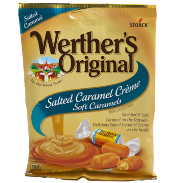 WERTHERS ORIGINAL SALTED CREME SOFT CARAMELS 2.22 OZ PEG BAG