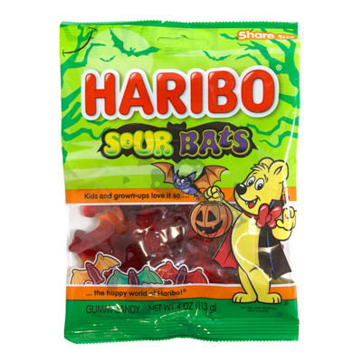 HARIBO SOUR BATS 4 O ZPEG BAG COUNTER DISPLAY