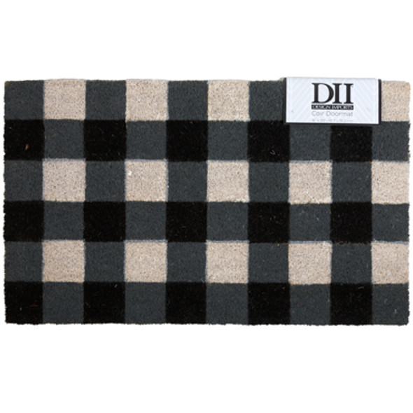 DOORMAT 18X30 BUFFALO FARMHOUSE CHECK BLACK/WHITE COIR/PVC