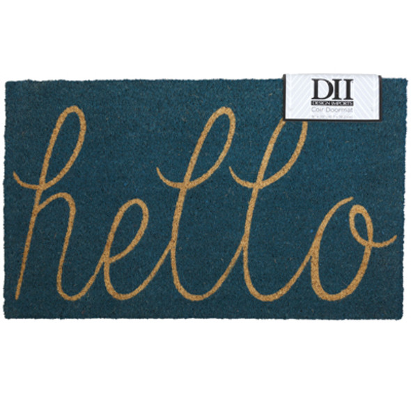 DOORMAT 18X30 HELLO STORM BLUE COIR/PVC DOORMAT 18X30 HELLO STORM BLUE COIR/PVC