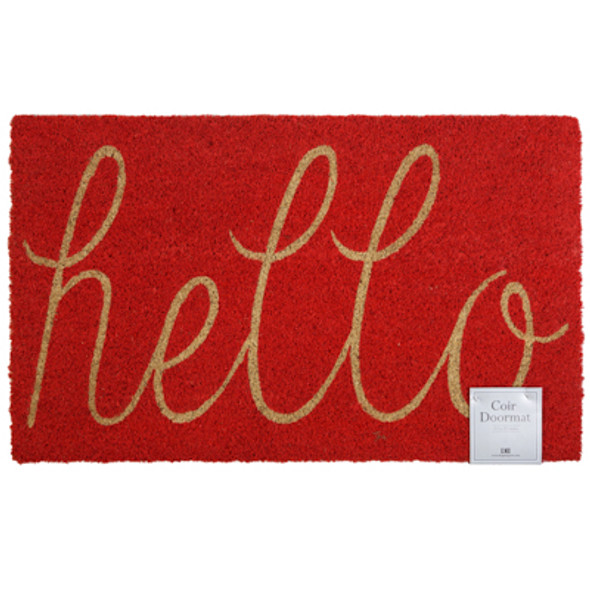 DOORMAT 17.5X29.5 HELLO CORAL COIR/PVC