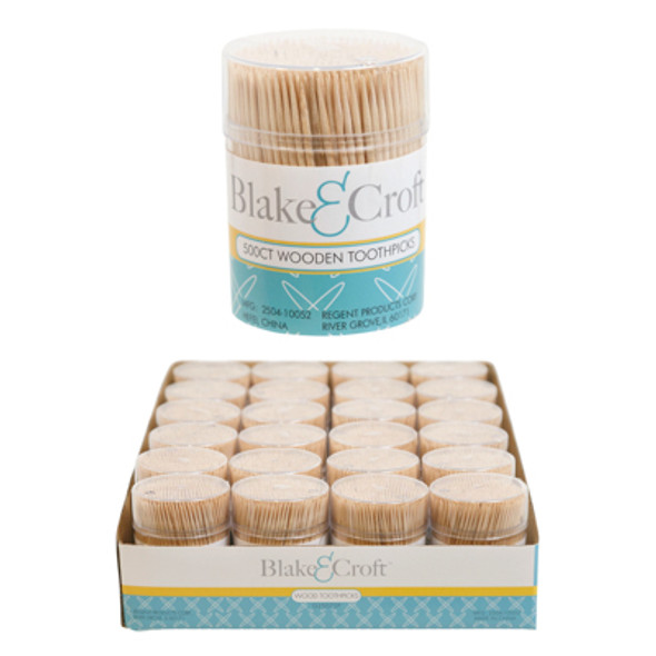 TOOTHPICKS 500CT IN ROUND STORAGE JAR/24PC PDQ/B&C