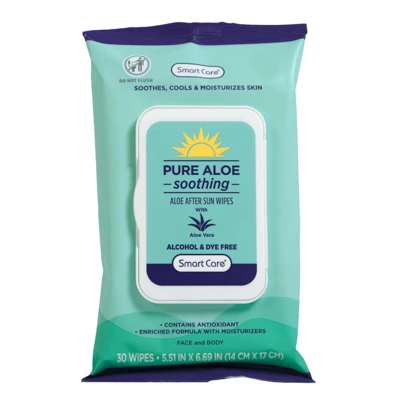 ALOE AFTER SUN SOOTHING WIPES 30CT  12PC PDQ PURE SMART CARE