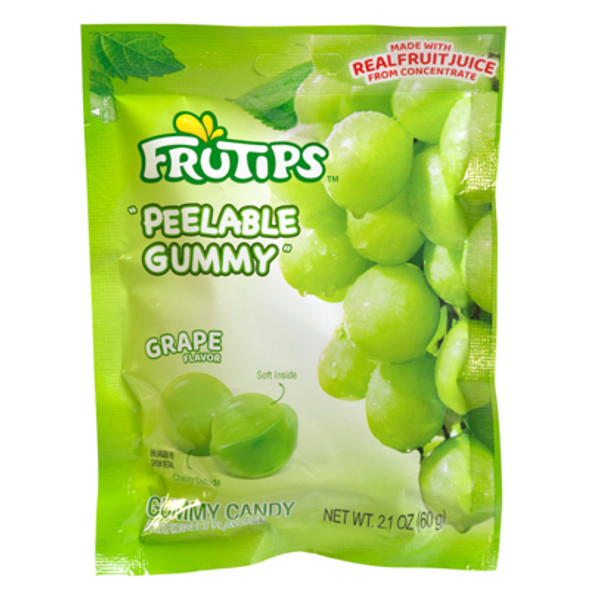 FRUTIPS PEELABLE GUMMY GRAPE 2.1 OZ PEG BAG IN COUNTER DISPLAY FRUTIPS PEELABLE GUMMY GRAPE 2.1 OZ PEG BAG IN COUNTER DISPLAY