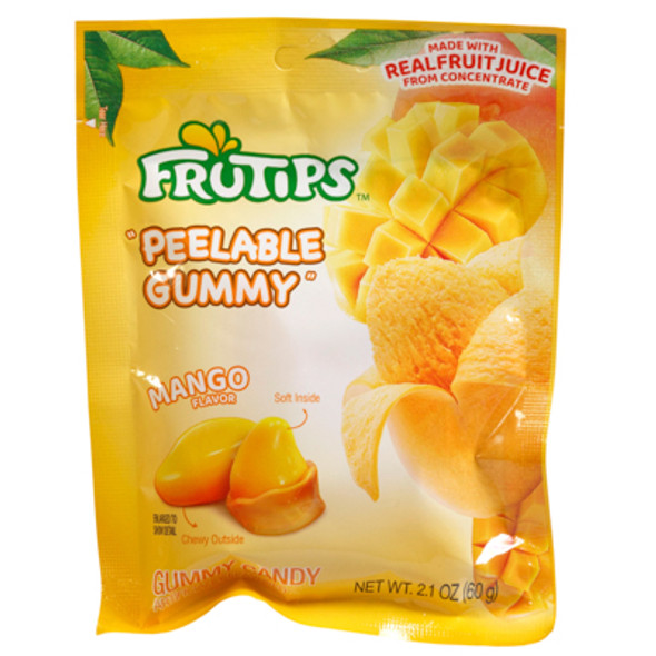 FRUTIPS PEELABLE GUMMY MANGO 2.1 OZ PEG BAG IN COUNTER DISPLAY FRUTIPS PEELABLE GUMMY MANGO 2.1 OZ PEG BAG IN COUNTER DISPLAY
