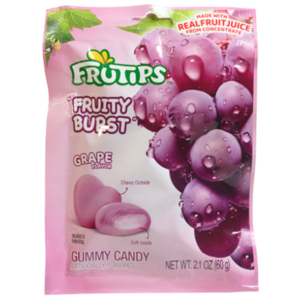 FRUTIPS FRUITY BURST GUMMY GRAPE 2.1 OZ PEG BAG IN COUNTER DISPLAY