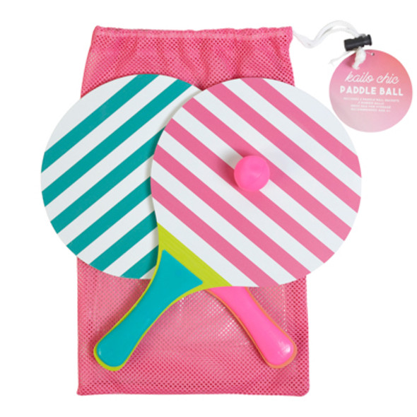 TOY PADDLE BALL KAILO CHIC 2PADDLE/2BALLS/MESH BAG WOOD/RUBBER