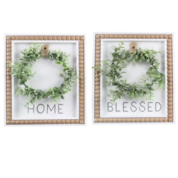 WALL ART 2AST 11.34X.79X14.5 WREATH W/BLESSING BEADS *18.50*