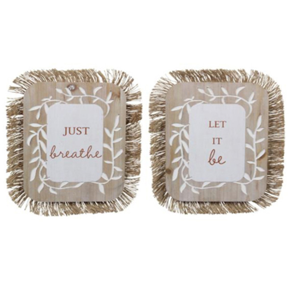 WALL ART 2AST 11X1.5X13.5 CARVED LEAF BREATHE/LET IT BE WOOD *11.25* WALL ART 2AST 11X1.5X13.5 CARVED LEAF BREATHE/LET IT BE WOOD *11.25*