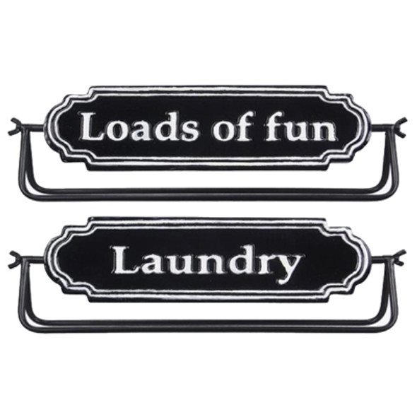 TABLETOP SIGN 13X2.17X4.33 REVERSIBLE LOADS OF FUN/LAUNDRY METAL *14.00*
