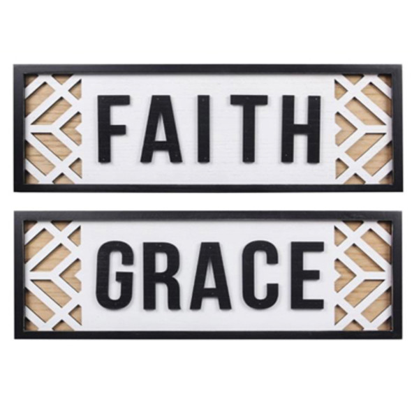 WALL ART 2AST 21X1X8 FAITH/GRACE WOOD *10.00* WALL ART 2AST 21X1X8 FAITH/GRACE WOOD *10.00*