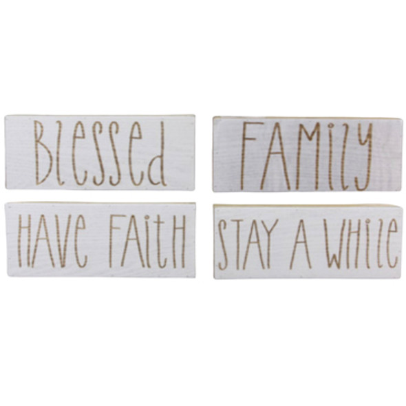 TABLETOP DECOR 4AST 8.46X3.94X1.57 BLESSED/FAMILY/FAITH/STAY LACQUERED WOOD *5.00* TABLETOP DECOR 4AST 8.46X3.94X1.57 BLESSED/FAMILY/FAITH/STAY LACQUERED WOOD *5.00*