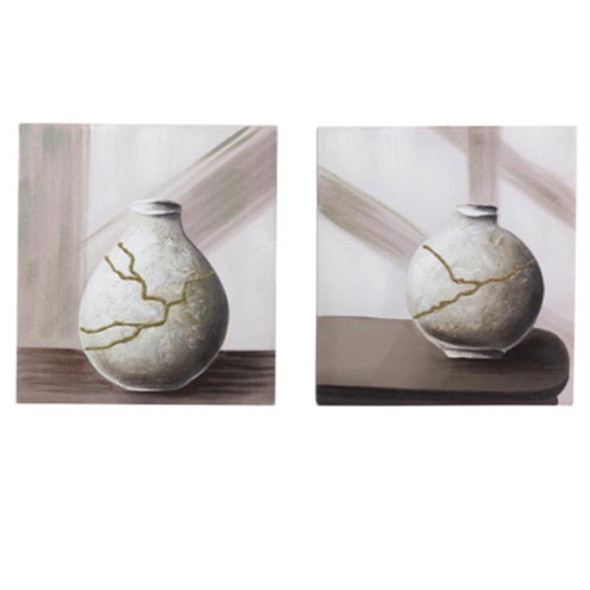 WALL ART 2 AST 8X2X10 GREEN TEA CANVAS *7.50*
