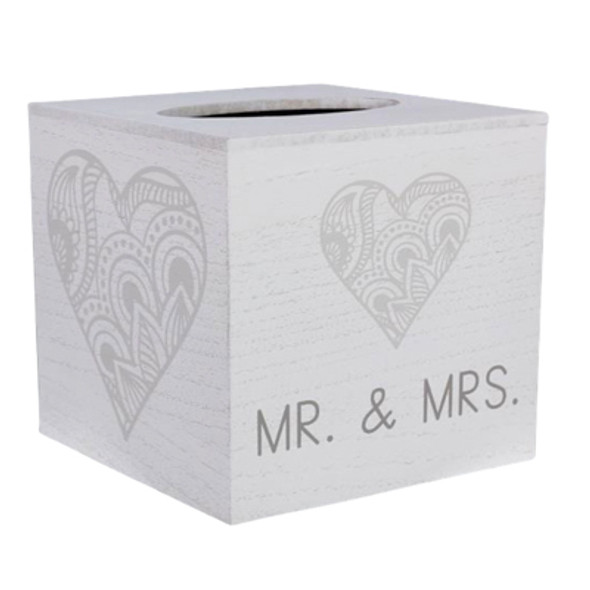 TISSUE BOX 5X5X5.75 LOVE/WEDDING WOOD *10.25*