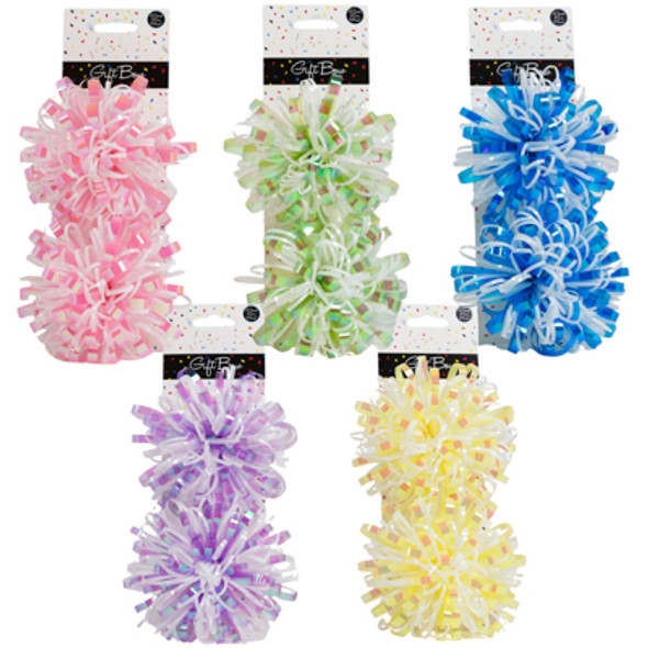 GIFT BOW 2PK 4.5IN 2TONE FOUNTAIN POM