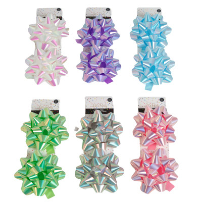 GIFT BOW 2PK 4.5IN IRIDESCENT 6AST COLORS