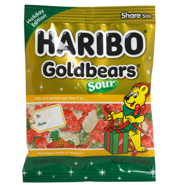 HARIBO HOLIDAY SOUR GOLDBEARS 4 OZ COUNTER DISPLAY