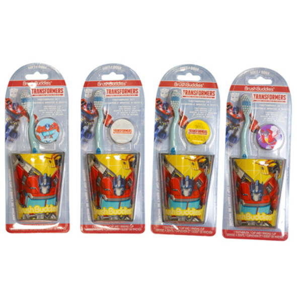 TOOTHBRUSH GIFT SET TRANSFORMERS 3PC SET TOOTHBRUSH, CUP, CAP TOOTHBRUSH GIFT SET TRANSFORMERS 3PC SET TOOTHBRUSH, CUP, CAP