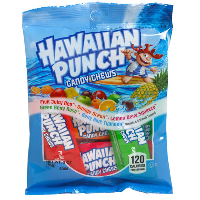 HAWAIIAN PUNCH CANDY CHEWS 3 OZ PEG BAG