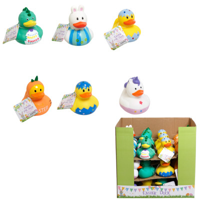 DUCK EASTER NOVELTY PVC 4AST/36PC PDQ 4X3.5X3IN W/EASTER HT