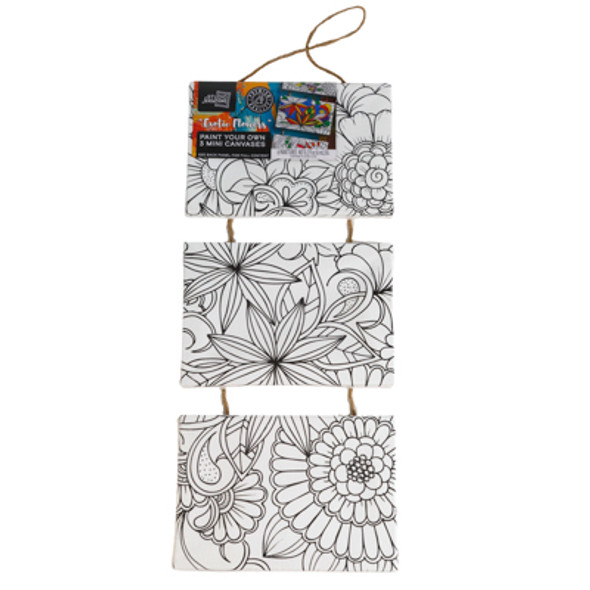 PAINT YOUR OWN EXOTIC FLOWERS MINI 3PC CANVAS/6-6ML ACRYLIC PAINTS/WOODEN PAINTBRUSH*13.00*