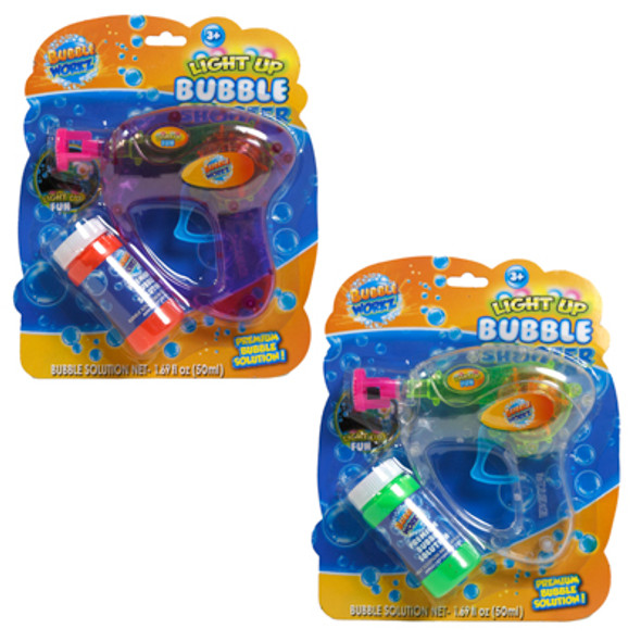 TOY BUBBLE GUN LIGHT UP 2AST BUBBLE SHOOTER/1.69OZ SOLUTION *8.00*