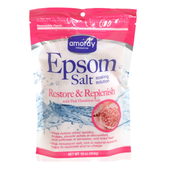 EPSOM SALT 16OZ PINK HIMALAYAN MINERAL AMORAY
