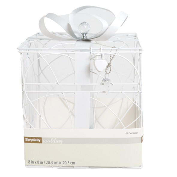 RECEPTION GIFT CARD HOLDER 8X8 W/HEART LOCK&KEY GIFT SHAPE WHITE WEDDING SIMPLICITY