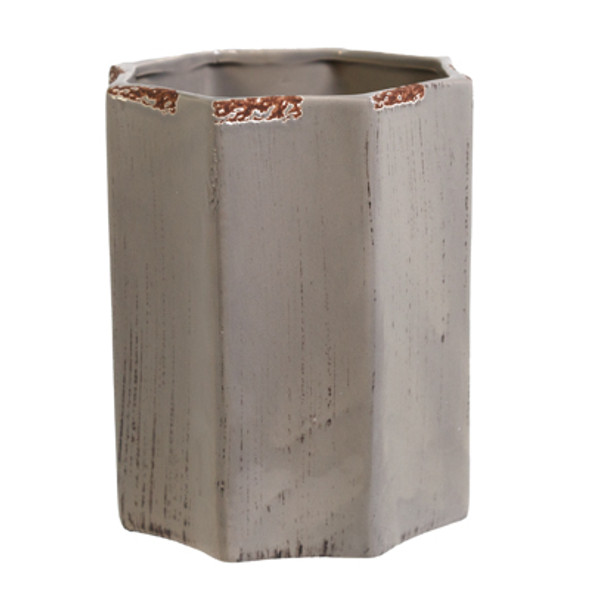 UTENSIL CROCK 7.3IN ANTIQUE GRAY OCTAGON CERAMIC LA CUCINA COLLECTION UTENSIL CROCK 7.3IN ANTIQUE GRAY OCTAGON CERAMIC LA CUCINA COLLECTION
