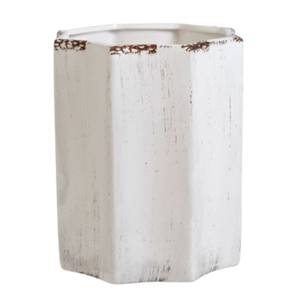 UTENSIL CROCK 7.3IN ANTIQUE WHITE OCTAGON LA CUCINA COLLECTION