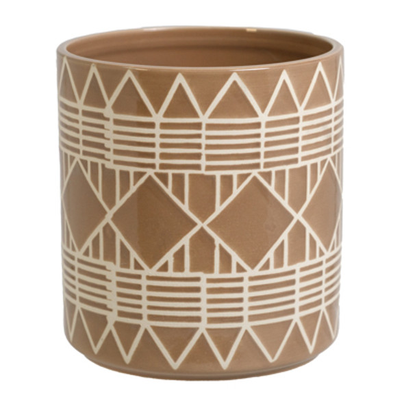 UTENSIL CROCK 6.4IN PATTERN BEIGE/WHITE CERAMIC UTENSIL CROCK 6.4IN PATTERN BEIGE/WHITE CERAMIC