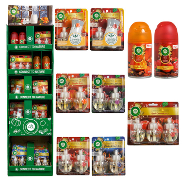 AIR WICK CONNECT TO NATURE HOLIDAY ASSORTMENT FLOOR DISPLAY 9 ASSTD 37 PIECES