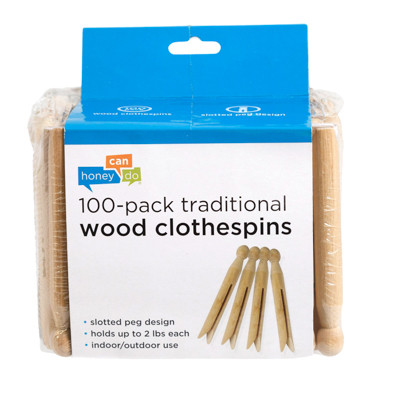 CLOTHESPINS 100PC CLASSIC ROUND DRYING WOODEN PEGGABLE COLOR CARD
