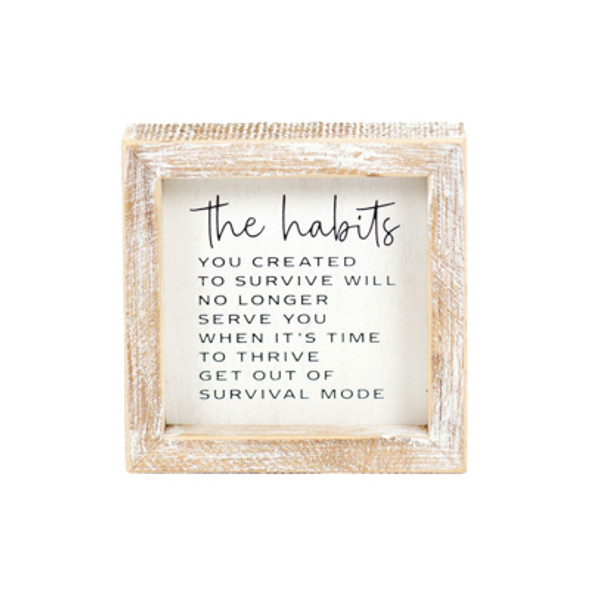 TABLETOP ART 5X5X1.5 HABITS BLACK/WHITE WOOD (5.00)