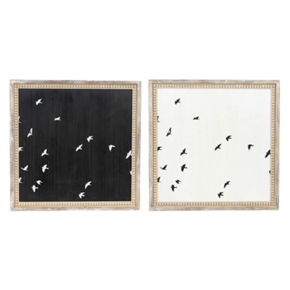 WALL ART 24X24X1.5 REVERSIBLE BIRDS BLACK/WHITE/NEUTRAL BEADED WOOD (50.00) WALL ART 24X24X1.5 REVERSIBLE BIRDS BLACK/WHITE/NEUTRAL BEADED WOOD (50.00)