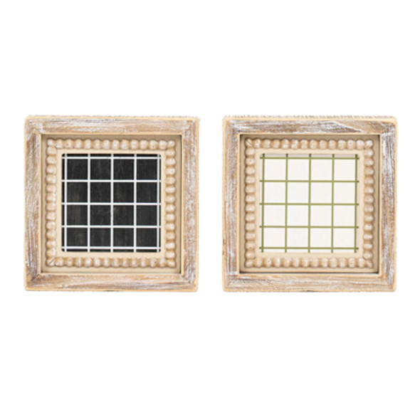 WALL ART 6X6X1.5 REVERSIBLE CHECK BLACK/WHITE/NEUTRAL BEADED WOOD (7.00) WALL ART 6X6X1.5 REVERSIBLE CHECK BLACK/WHITE/NEUTRAL BEADED WOOD (7.00)