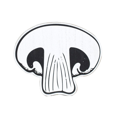 TABLETOP ART 7X6X1 MUSHROOM CUTOUT WHITE/BLACK WOOD (4.00)