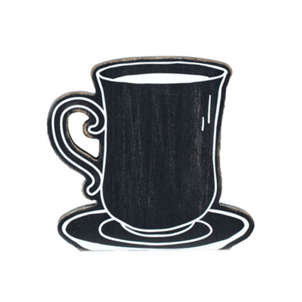 TABLETOP ART 6X6X1 COFFEE CUTOUT WHITE/BLACK WOOD (4.00)