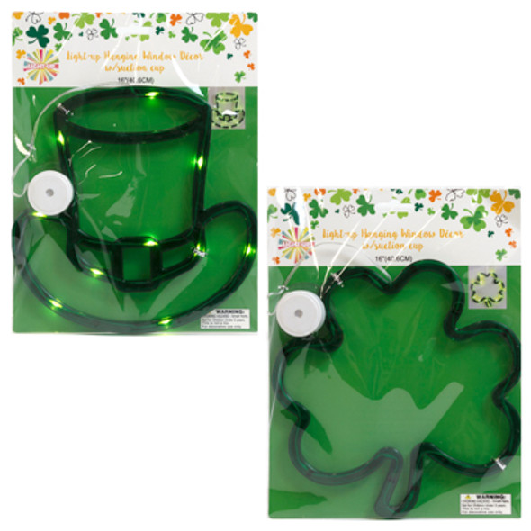 WINDOW LIGHTUP DECOR STPAT SHAMROCK/TOPHAT LR44BATT INCL/INDOOR USE TCD/PB