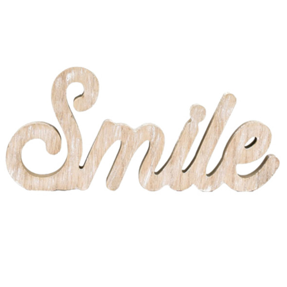 WALL ART 10X5X1 SMILE CUTOUT NEUTRAL WOOD (5.00)