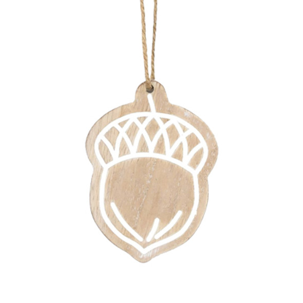 ORNAMENT 3X4X.25 ACORN NEUTRAL/WHITE WOOD (3.00) ORNAMENT 3X4X.25 ACORN NEUTRAL/WHITE WOOD (3.00)